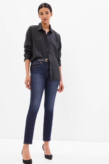 Jean True Skinny Tiro Alto Mujer Dark Wash