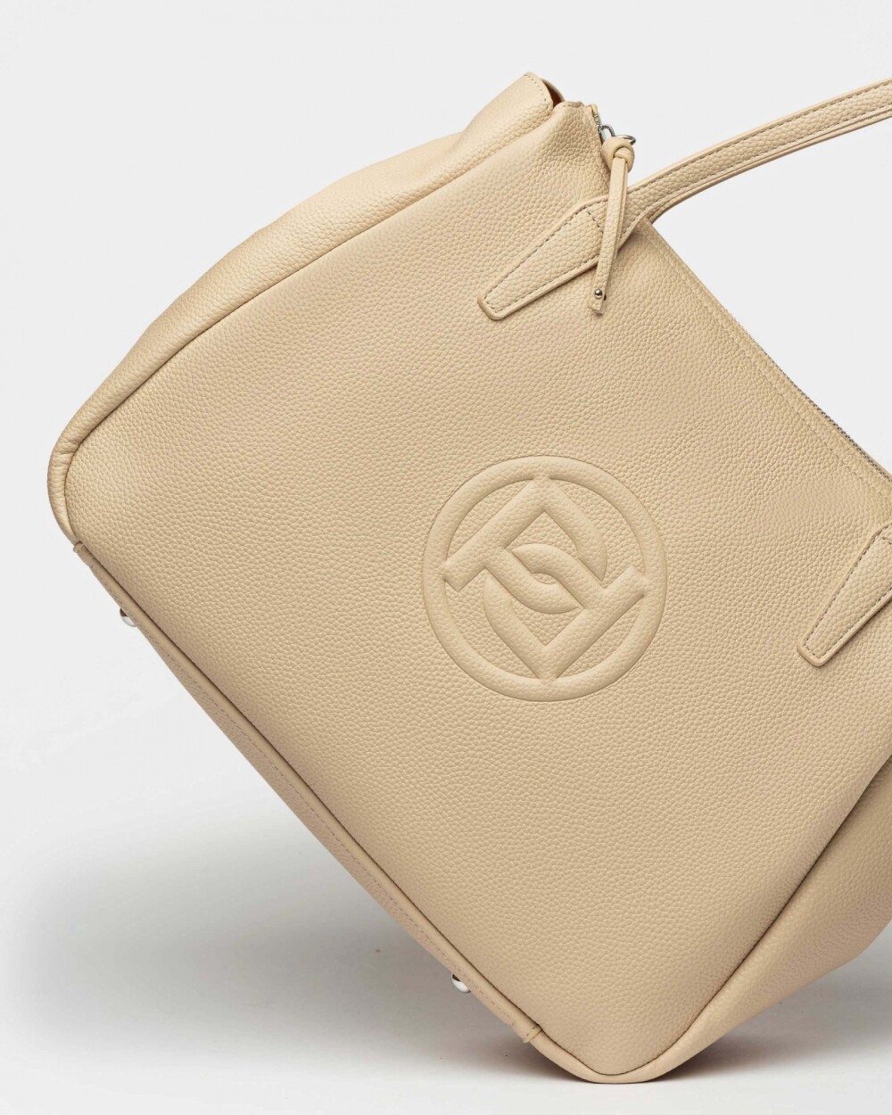 Bolso Sign en efecto cuero Natural