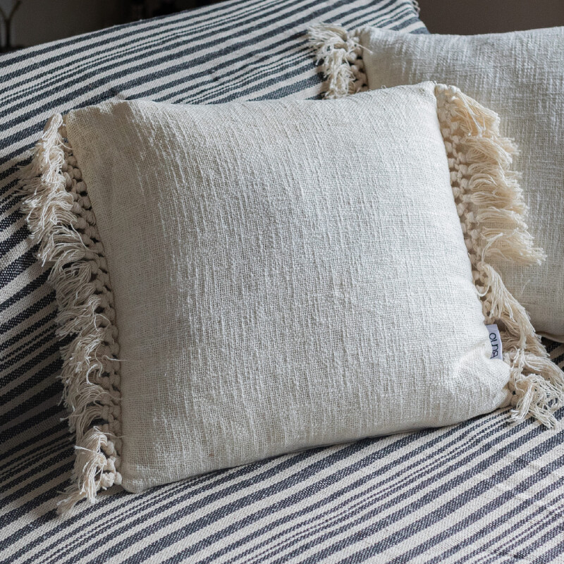 Funda de almohadón algodón marfil 45x45cm