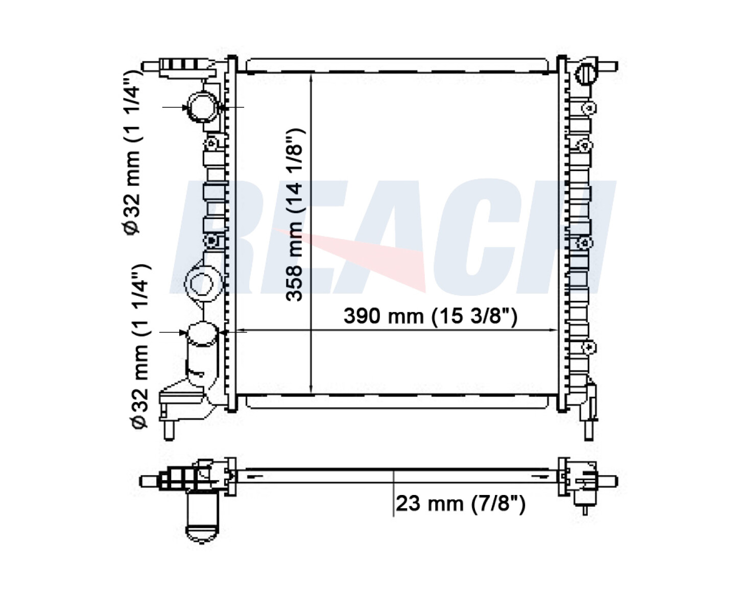 RADIADOR RENAULT R19 1.4N CLIO 1.2 I FRANCES /98 (390X358) REACH 