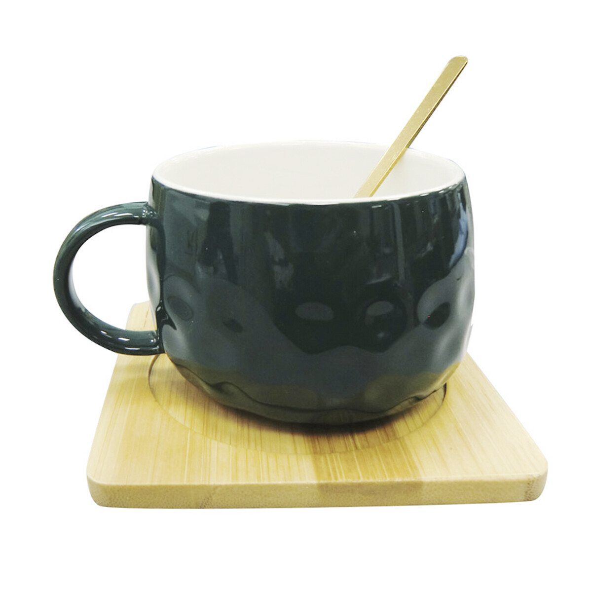 Taza Cerámica con Cuchara y Posavaso 200 ml - PETROLEO 