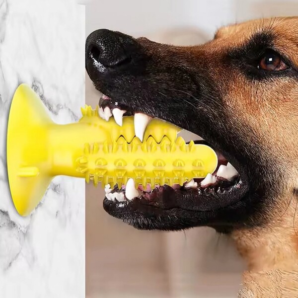 Juguete Dental Cactus Perro Higiene C/ Ventosa Limpia Sarro Color Variante Amarillo