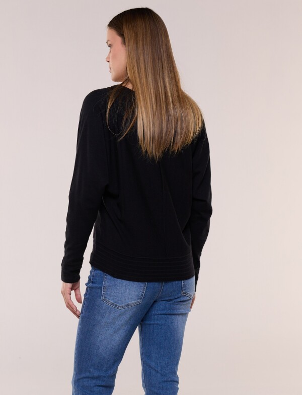 Buzo Tejido Fino Escote V Con Costura Central NEGRO