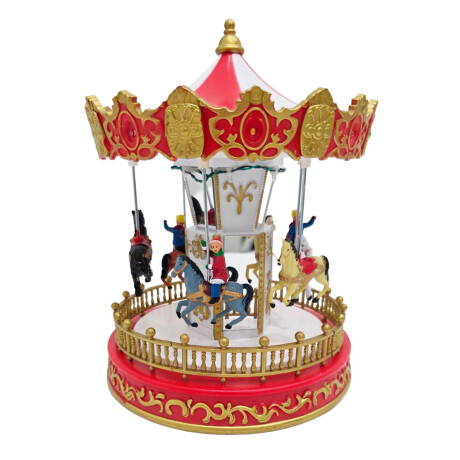 Adorno Navideño Casa Papa Noel Nieve luz Decoración Carrousel