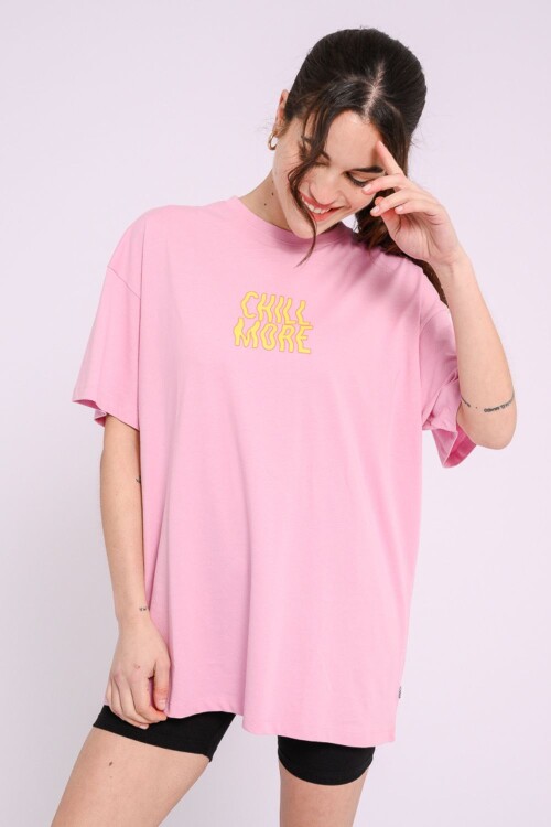 Remera oversize estampada Rosado