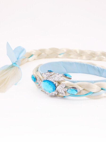 VINCHA CON TRENZA PRINCESA HIELO CELESTE