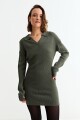 Vestido tejido cuello polo VERDE OLIVA