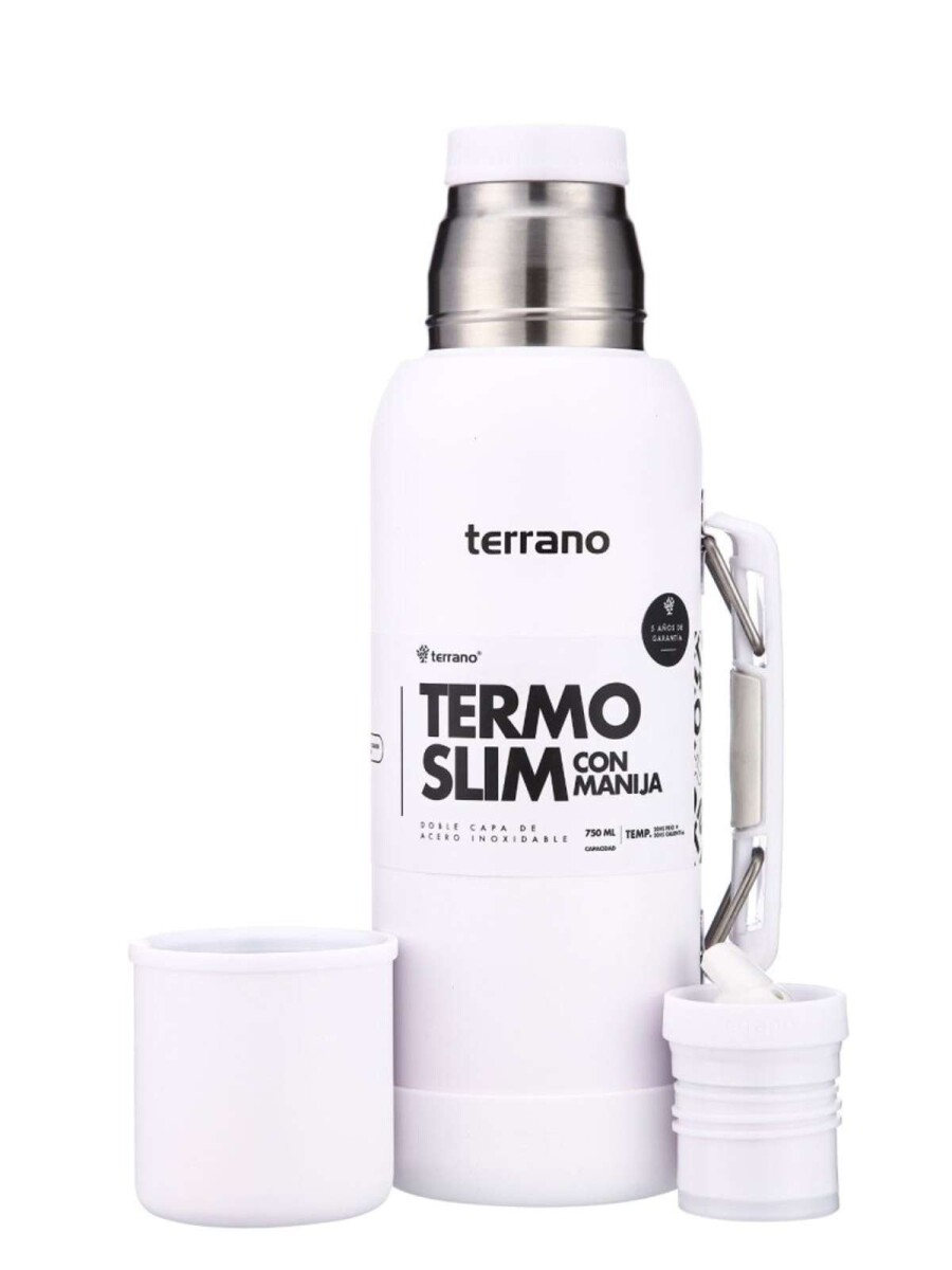 Termo Slim 750Ml. Con Base Silicona - Blanco 