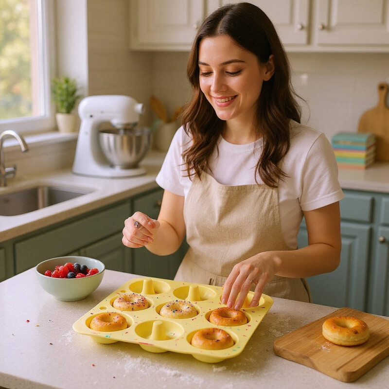 Molde Silicona Para Hornear 6 Donas Reposteria Pastelería Sin Color