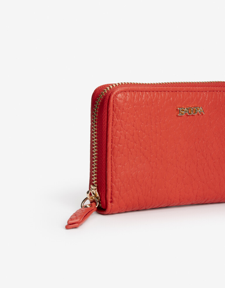 Billetera Zip Round Billetera Con Cierre Cremallera - Rojo Labial
