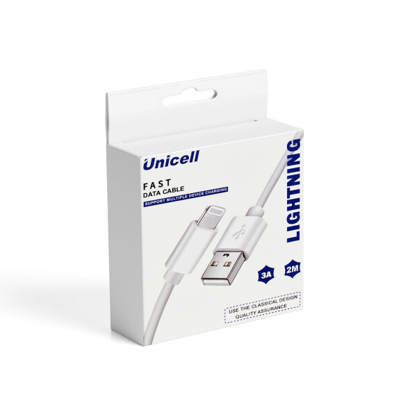 Cable Unicell Lightning 2 metros color blanco Cable Unicell Lightning 2 Metros Color Blanco