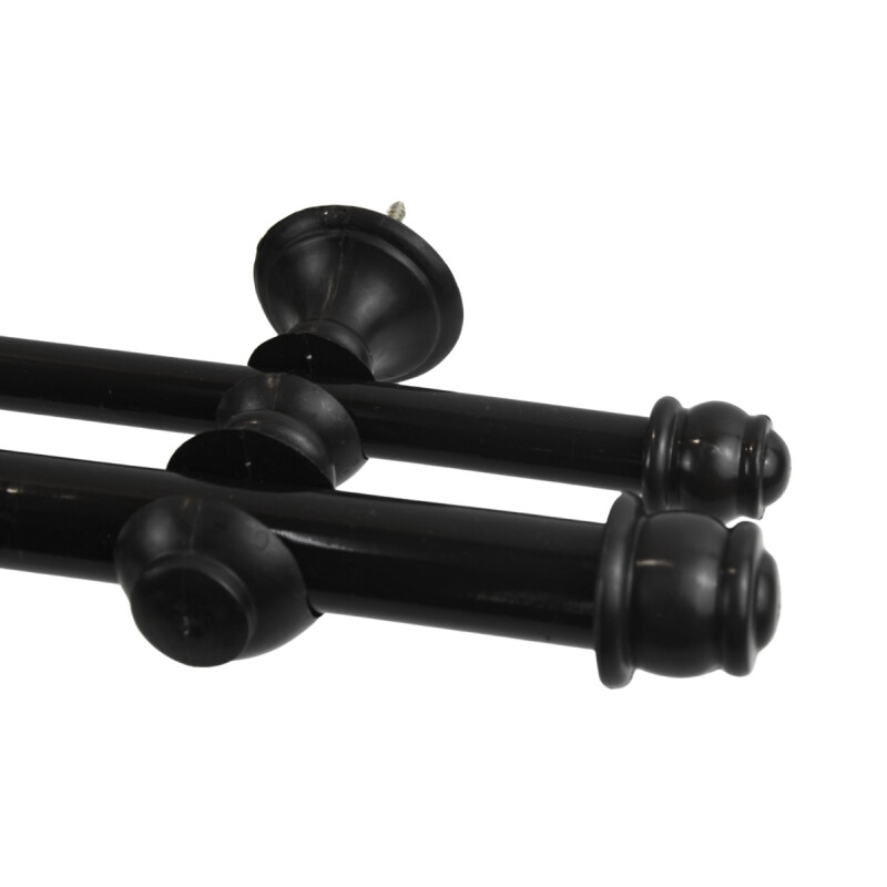 Barrote cortina doble de metal 2 m + 2 Soportes NEGRO