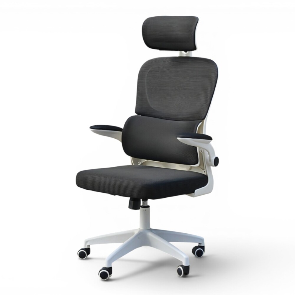 SILLA DE OFICINA ERGONÓMICA RECLINABLE CON APOYACABEZAS NEGRO