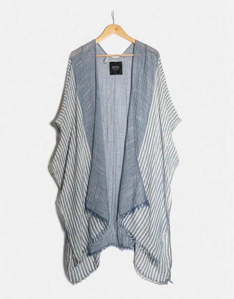 Kimonos Poncho Rayado - Combinacion Bicolor
