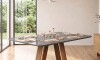 Juego De Comedor - 6 Sillas + Mesa Vidrio - Celeste Blanco / gris