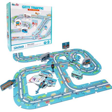 Puzzle Pista De Autos Rompecabezas 47 Pcs + Vehículo Ciudad
