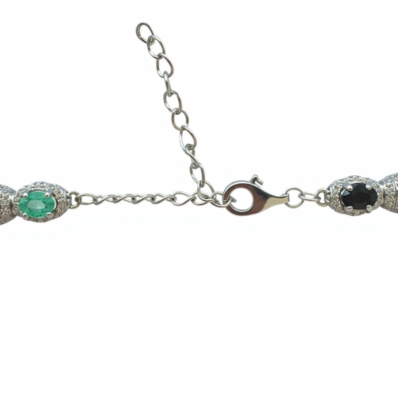 Pulsera oval - Plata 925 - piedra zirconia - piedra zafiro - piedra esmeralda - piedra rubí - PU3898 conpiedra