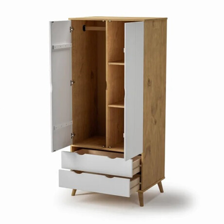 ROPERO 2 PUERTAS 2 CAJONES GUARDARROPA ARMARIO PLACARD CLOSET EN MADERA MACIZA BLANCO