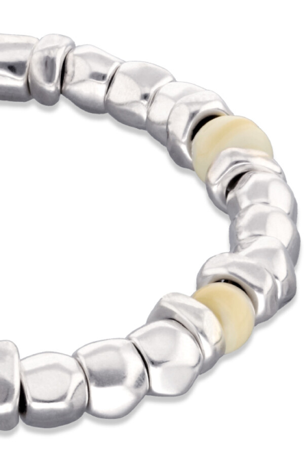 PULSERA DE BOLAS DE ALEACIÓN DE METALES BAÑADOS EN PLATA CON CRISTAL DE MURANO COLOR MARFIL Pulsera