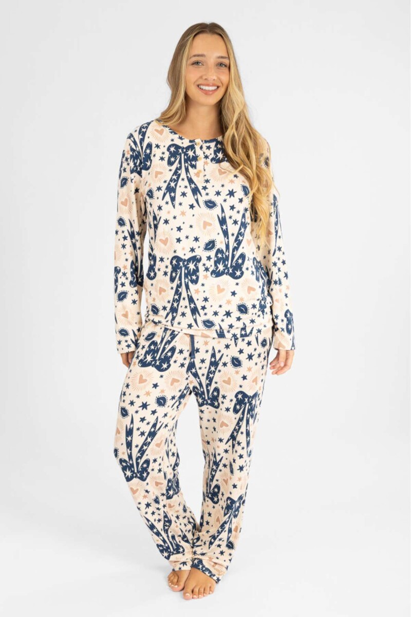 Pijama lips and bow needle - Azul 