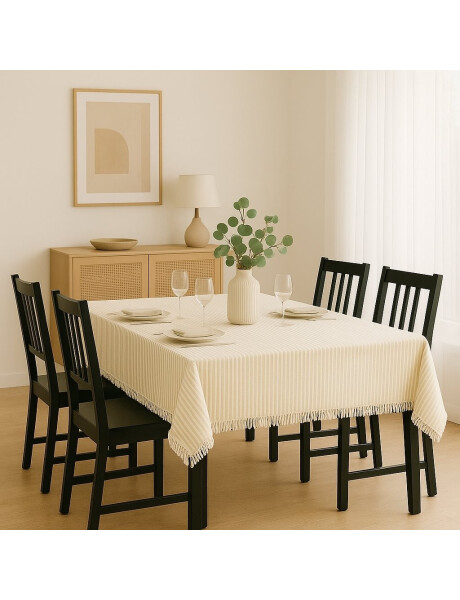 MANTEL ALGODÓN 140X140CM RAYAS BEIGE MANTEL ALGODÓN 140X140CM RAYAS BEIGE