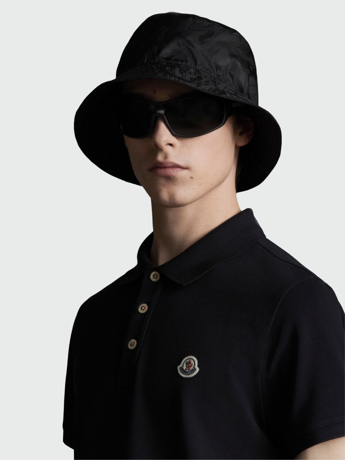 Moncler - Polo de Algodón con Parche con Logotipo Negro