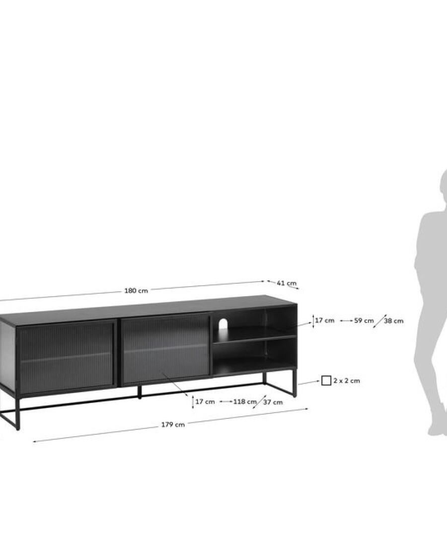 Mueble TV Trixie metal negro 180 x 58 cm Mueble TV Trixie metal negro 180 x 58 cm