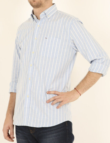 Camisa Harrington Label Celeste/blanco