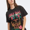 Remera Dama M/C C/Estam.Oversize N+ Negro