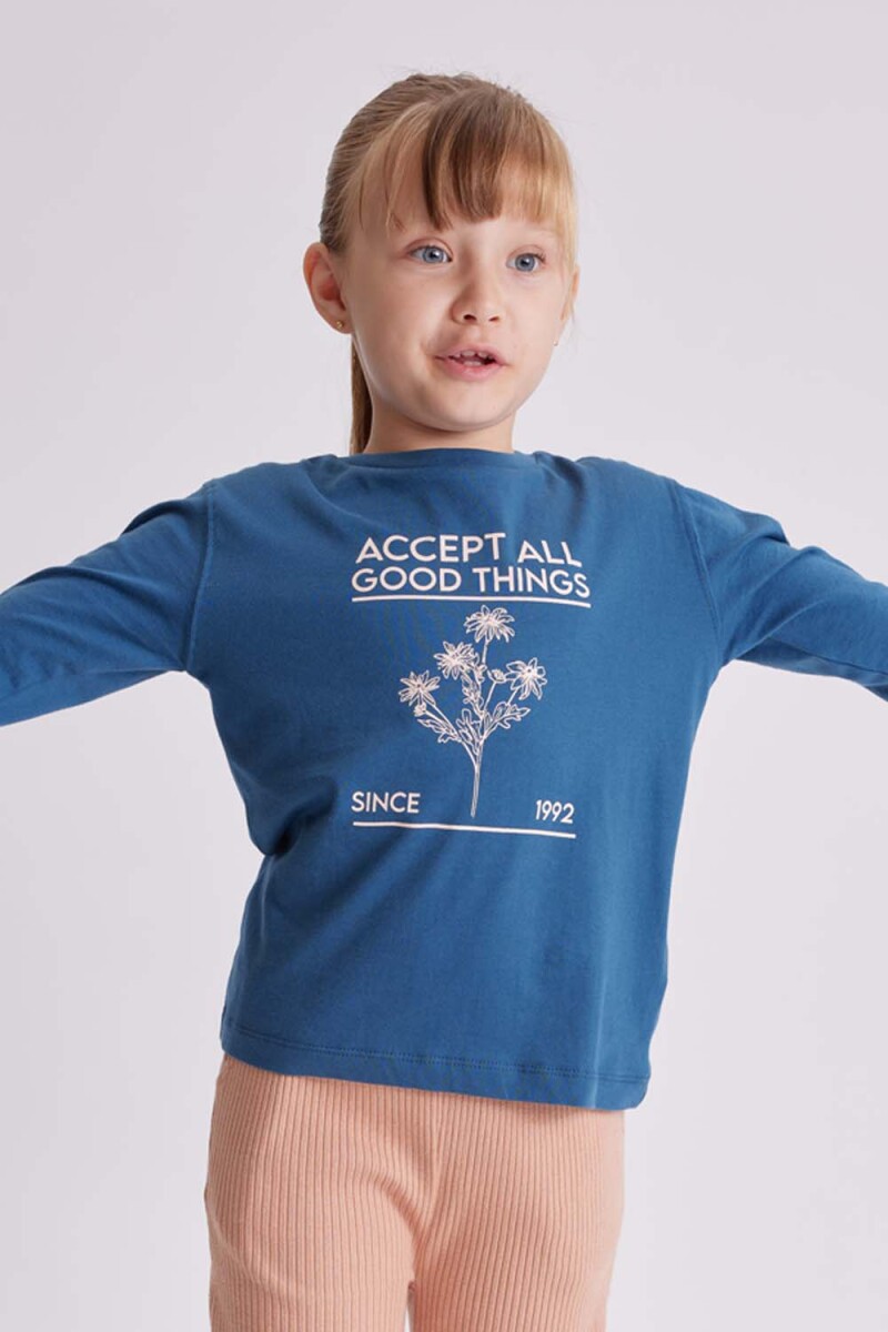 Remera manga larga Estampado Azul