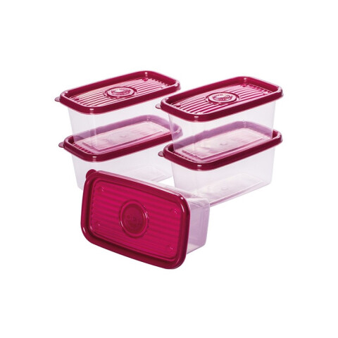 Pack x 5 Recipientes Rectangulares POP 380 ml BORDO