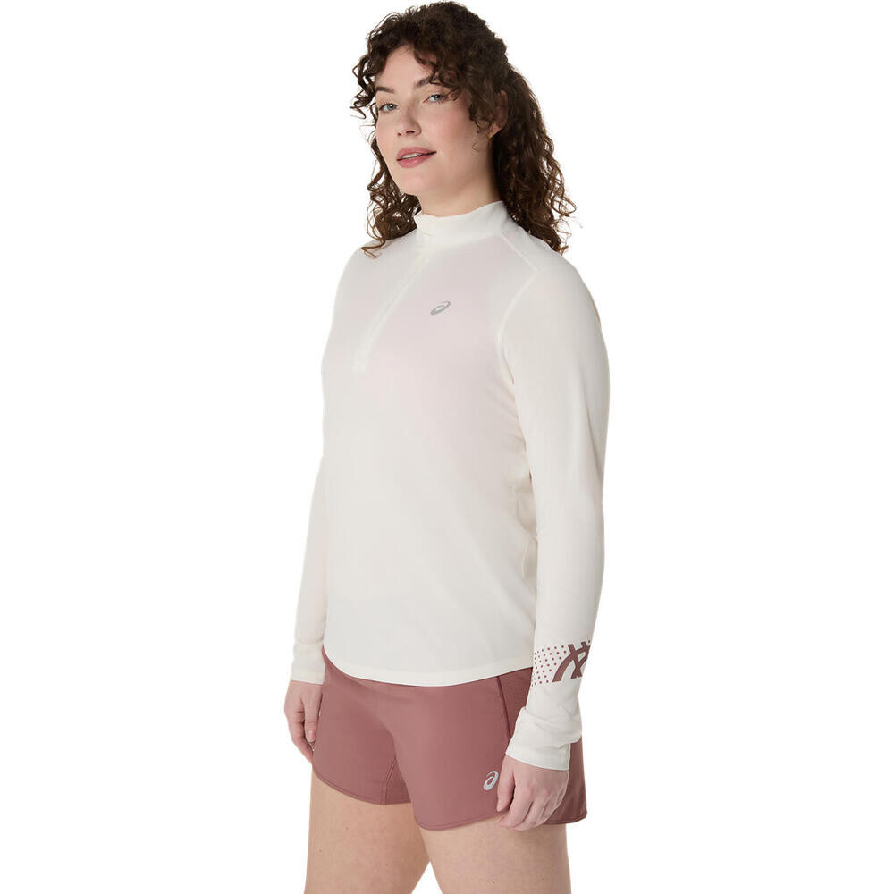 Polo Running Asics Icon 1/2 Zip Mujer Cream