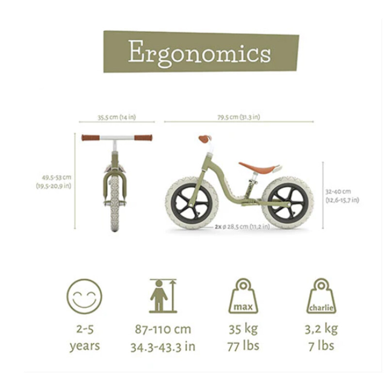 Bicicleta de equilibrio Charlie Lux Chillafish Olive