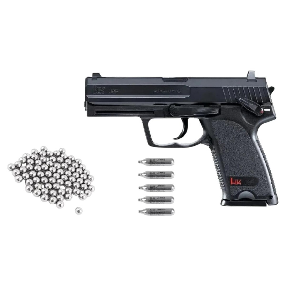 Combo Pistola Co2 HK USP Calibre 4,5mm 