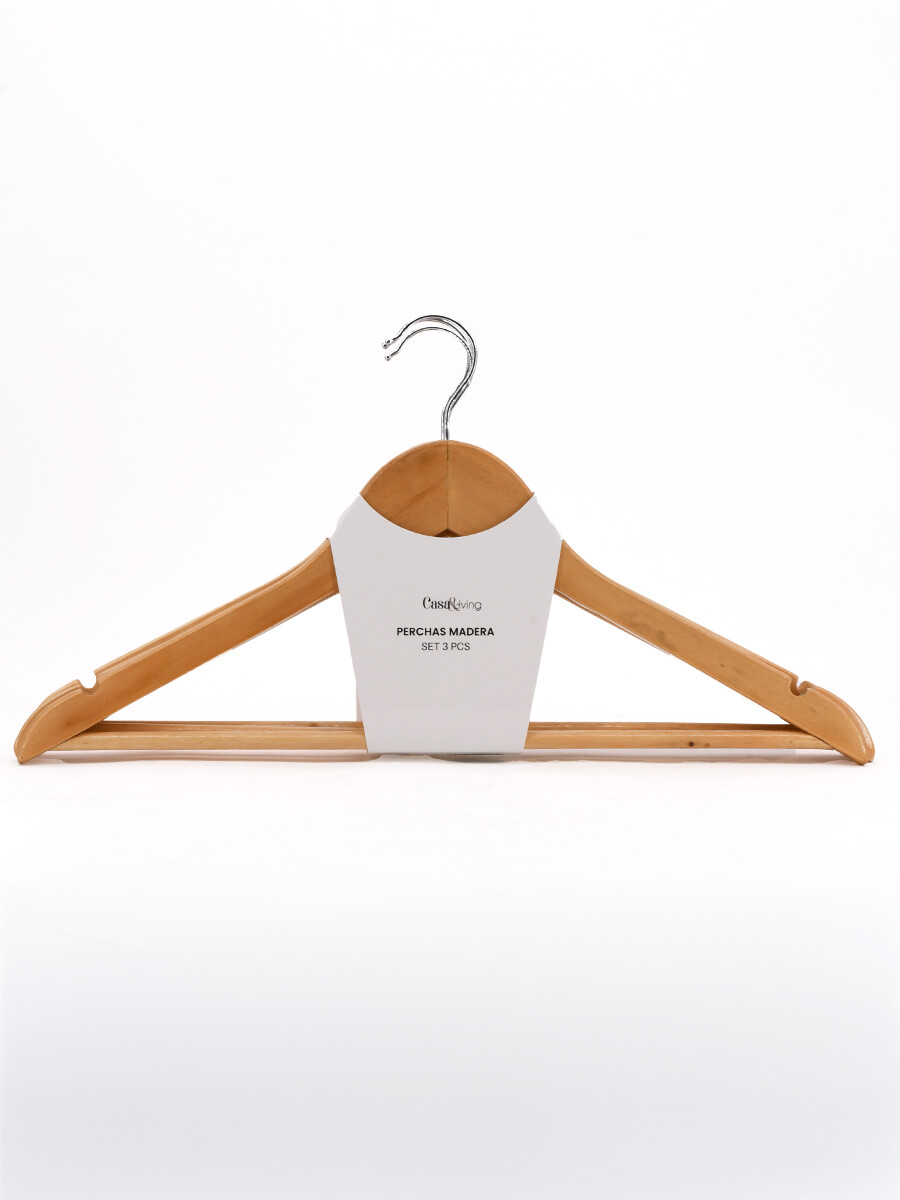 PERCHA MADERA SET X 3 PCS - MADERA 