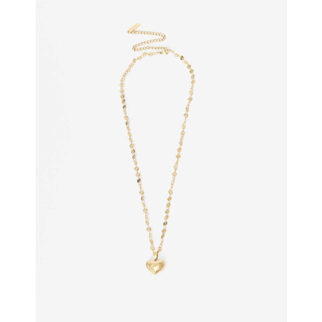 Cadena De Acero Dije Corazón Dorado