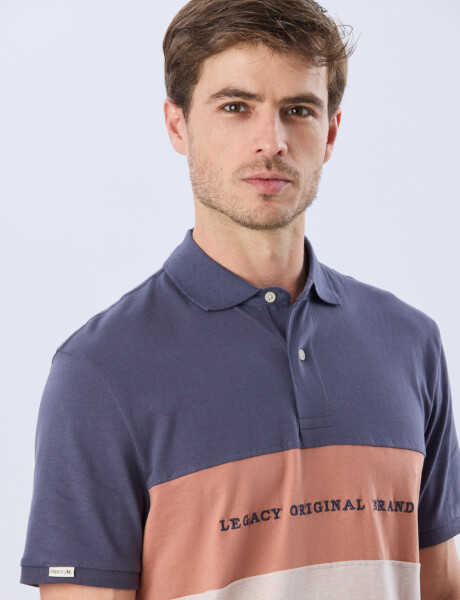 REMERA POLO RAYADA JERSEY Azul Oscuro