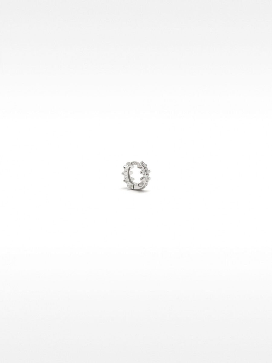 Pendiente Individual Con Circonitas Y Relieve - Plata De Ley 925 plateado
