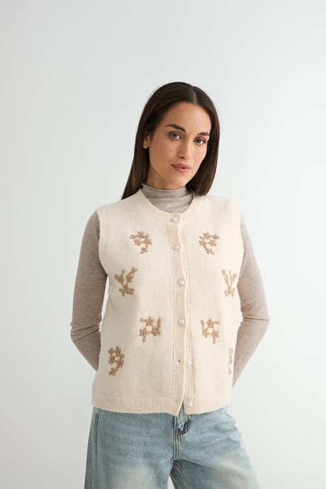 Chaleco Escila Bordado Crudo