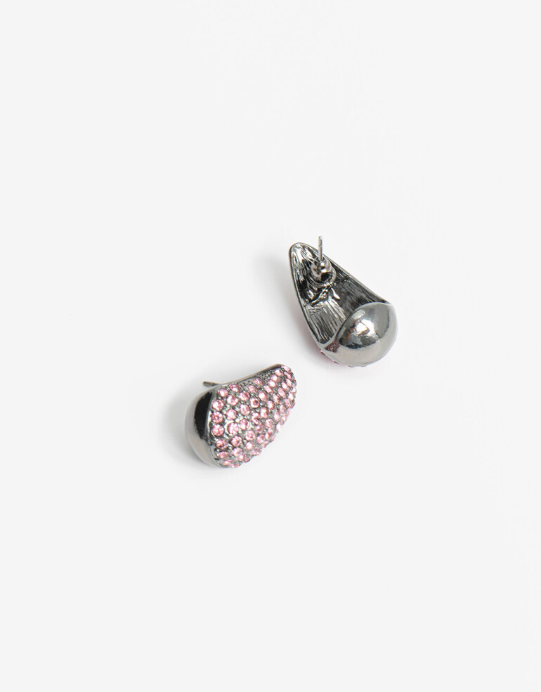 Aros Colgantes Cortos Strass Aros Gota Strass - Negro