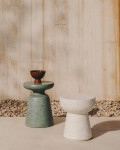 Mesa auxiliar de exterior Mesquida de terrazo verde Ø 39 cm
