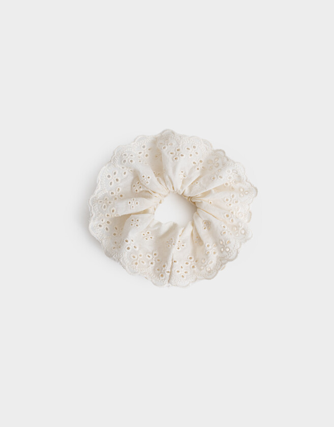 Skunzies XL Scrunchie Broderie - Blanco Crudo