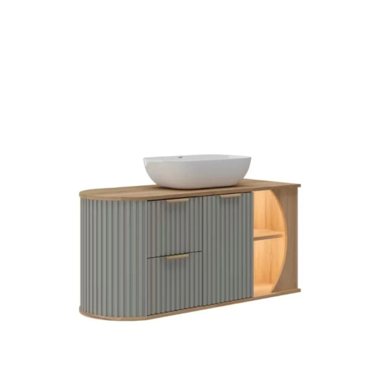 Mueble De Baño Suspendido Tereza Cristina 100 Cm Catedral/avellana Con Bacha 