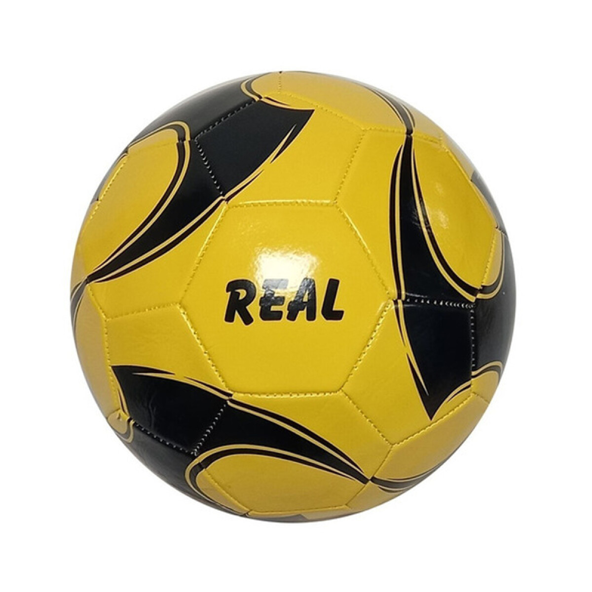 Pelota de Futbol Cuero REAL Nº 5 - Amarilla y Negra 