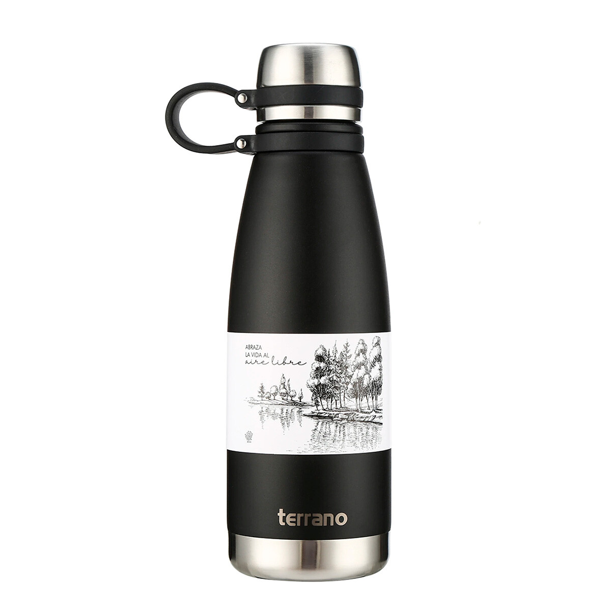 Botella Térmica Terrano 800ML Tapa Rosca - NEGRO 