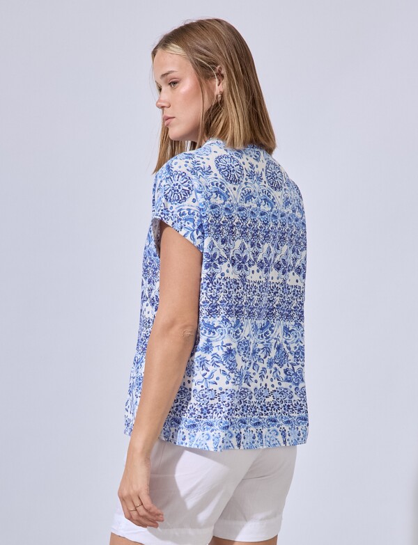 Blusa Arabescos AZUL/BLANCO