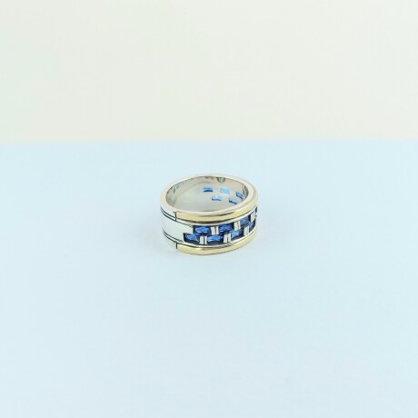 Anillo de plata 925 y double en oro 18 ktes con circonia, DAMERO. Anillo de plata 925 y double en oro 18 ktes con circonia, DAMERO.
