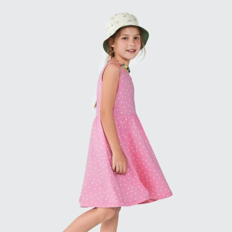VESTIDO INFANTIL SIN MANGAS ESTAMPADO ROSA