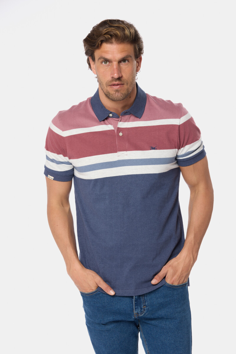 REMERA POLO RAYADA - Bordo 