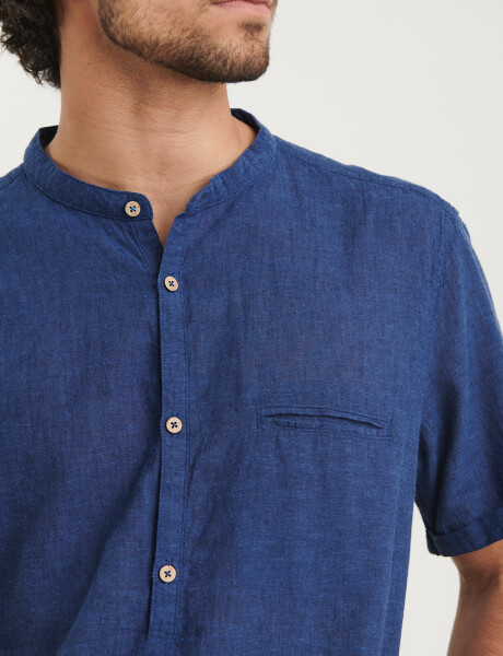 012405 CAMISA HARRINGTON LABEL Azul Piedra